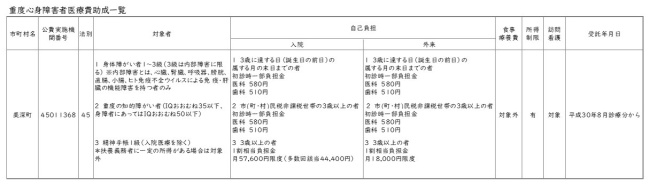 重度助成表