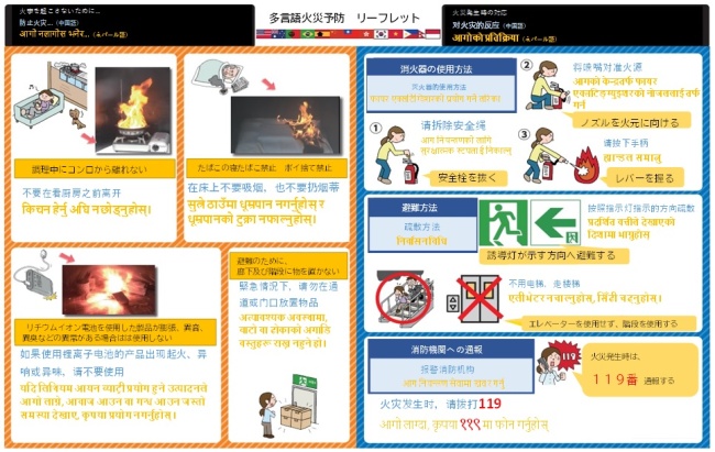 火災予防パンフレット（中国語・ネパール語）